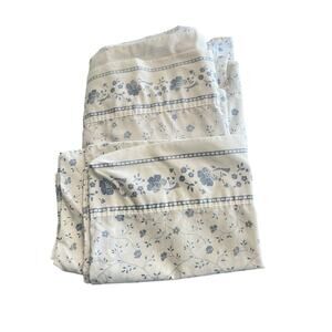 Vintage Dan River Twin Sheet Set Blue White Floral 3 Piece Kennette Cottage